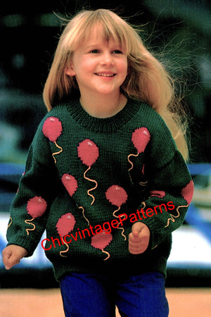 Knitted Children's Jumper Pattern, Balloon Sweater, Instant Download