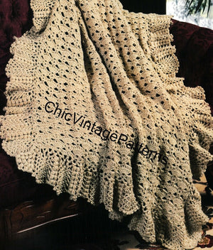 Lacy Crochet Afghan Rug Pattern, Digital Pattern