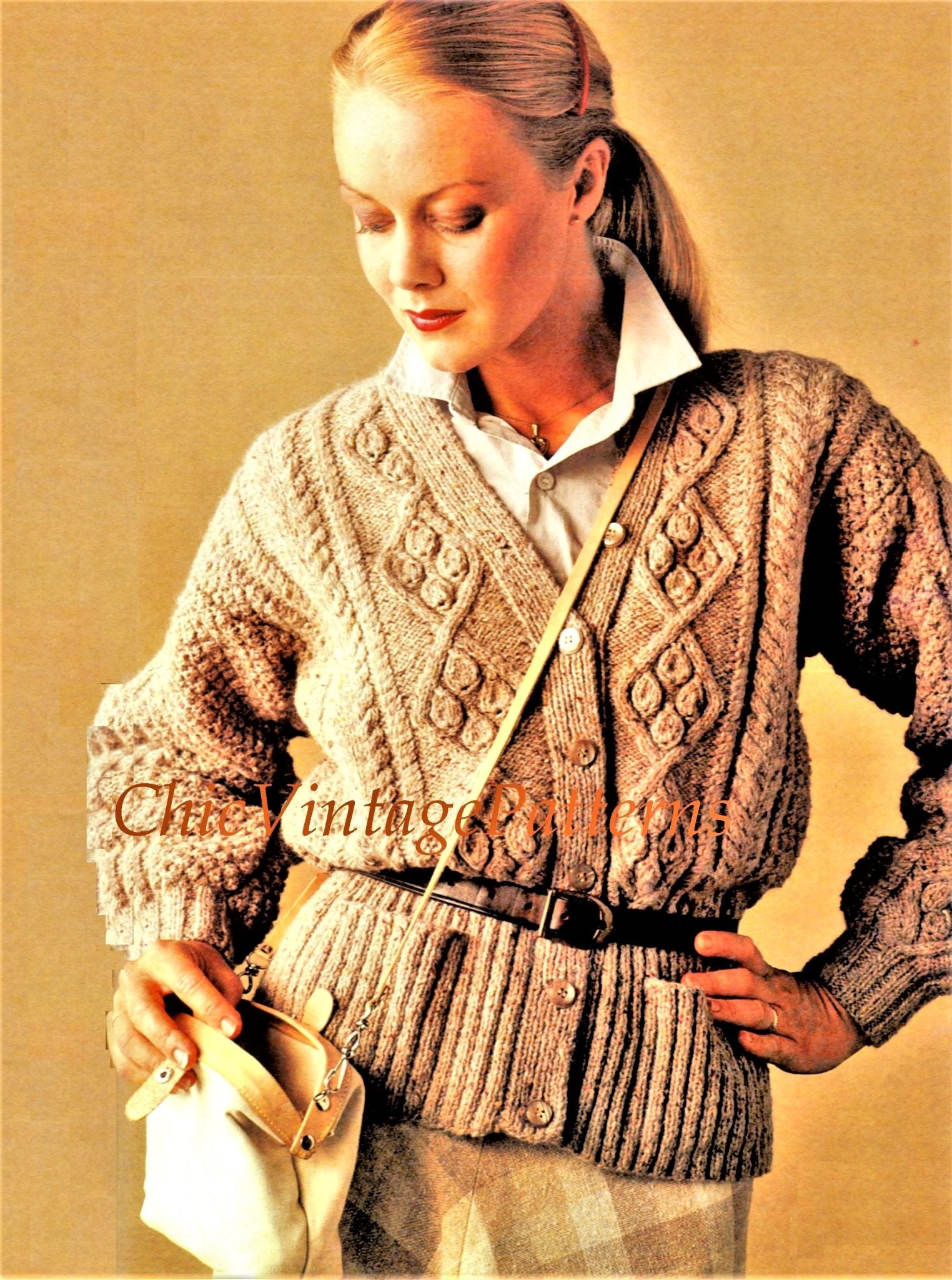 Vintage aran cardigan hot sale