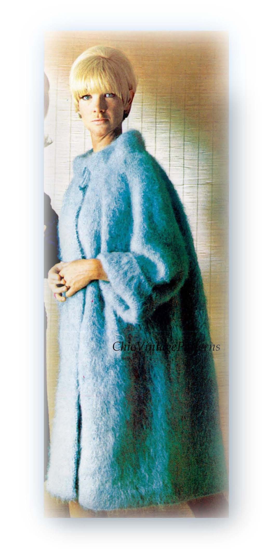 Ladies Mohair Knitted Coat Pattern | ChicVintagePatterns