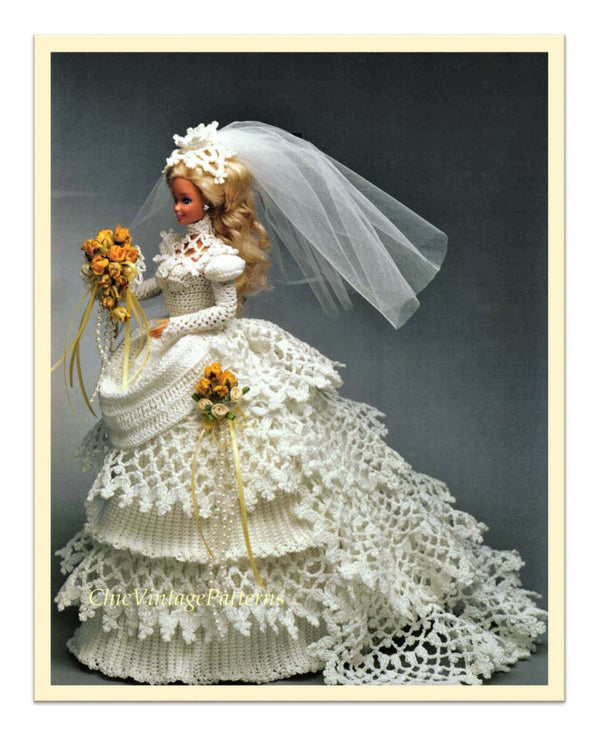 Free crochet barbie doll wedding dress patterns sale