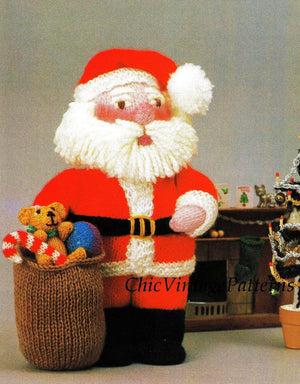 Knitted Santa Soft Toy Pattern, Christmas Pattern, Instant Download