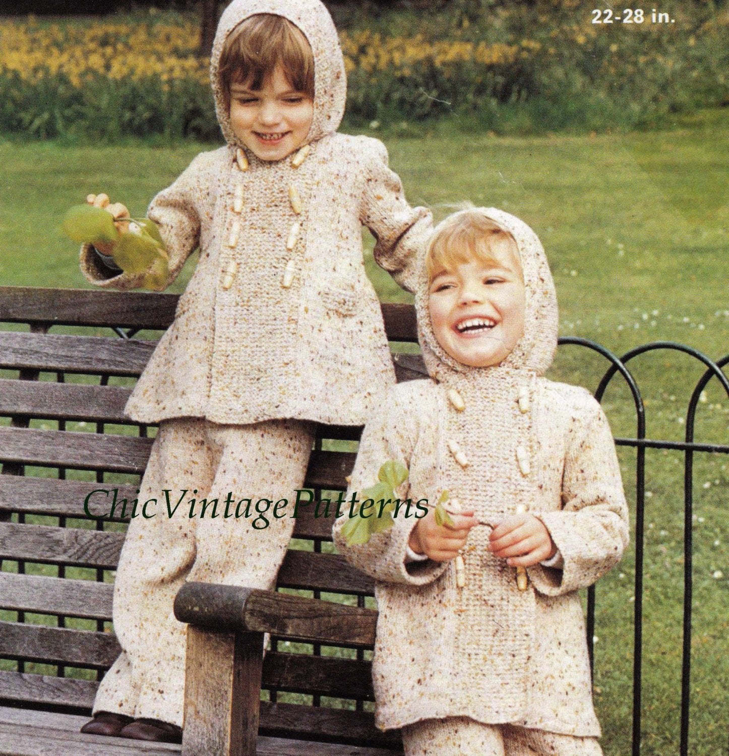 Children's Jacket and Pants Knitting Pattern, Hooded Coat and Pants,  Digital Pattern